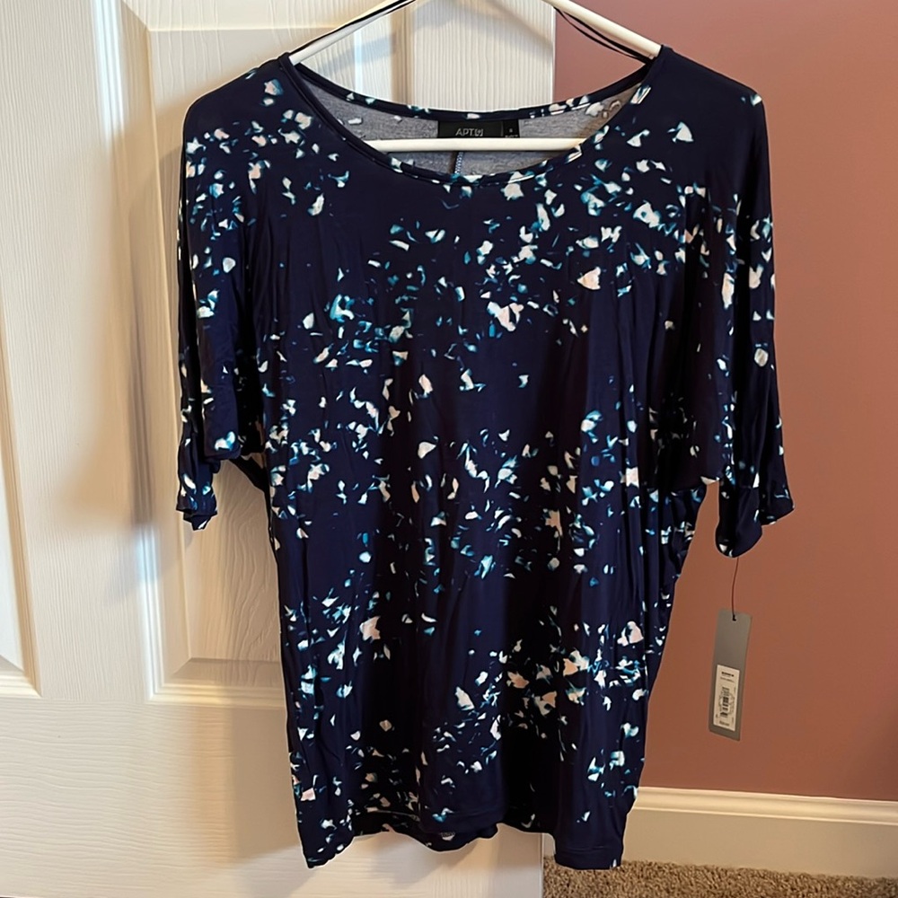 NEW Apt. 9 Women’s Soft Stretchy Top Shirt Size Small Navy Blue Dressy